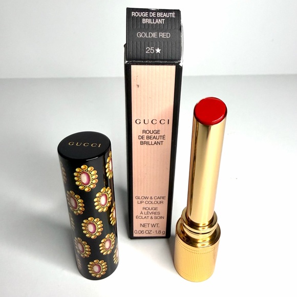 Gucci Other - Gucci Rouge De Beaute Brillant Lipstick Goldie Red 25